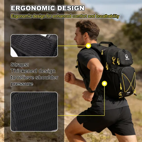 Vista 5 de Mochila de hidratación de 22 litros, mochila de senderismo con vejiga a prueba de fugas de 2 litros, ideal para hombres y mujeres, correr, ciclismo