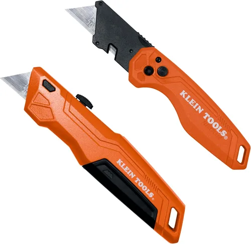 Vista 7 de Klein Tools 44303 FLICKBLADE Cuchillo utilitario plegable con almacenamiento de cuchillas, cuchillo utilitario con 5 cuchillas, compacto con botón