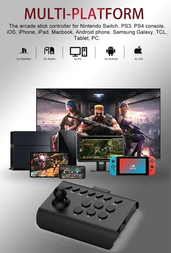 Vista 2 de arVin Arcade Fight Stick Joystick Game Controller for iPhone iOS Android PC Fighting Stick for Nintendo Switch/PS3/PS4 Arcade Rocker Gamepad with