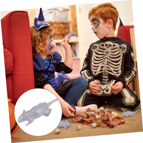 Vista 9 de 10pcs Halloween Prank Simulation Mouse Decorations Lightweight Portable Creepy Plastic Fake Mice for Indoor Outdoor Party Props
