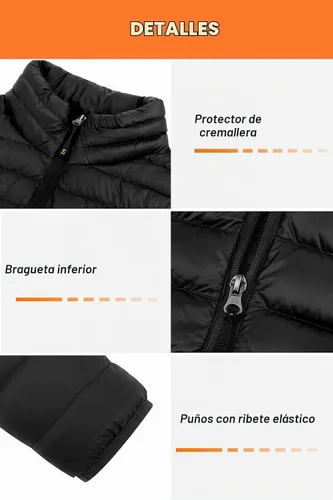 Vista 6 de SLOW DOWN Chaqueta acolchada de plumón ligera para hombre, chaqueta acolchada de invierno plegable Negro