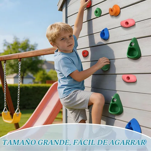 Vista 2 de 20 piezas de pared de escalada en roca para niños, soportes de escalada de pared de roca, juegos de agarre de pared de escalada para adultos con 20