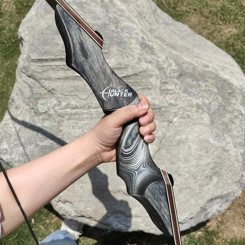 Vista 4 de Obert Arco Original de Cazar Negro Desmontable Recurvo de 60 Pulgadas con Miembros de Núcleo de Bambú para Tiro con Arco de Caza y Práctica