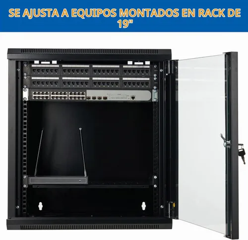 Vista 5 de Gabinete de servidor de montaje en pared de 12U Gabinete de red Rack Enclosure Puerta