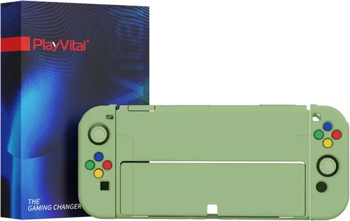 Vista 9 de PlayVital ZealProtect - Funda protectora suave para Nintendo Switch OLED, protector flexible Joycon Grip para Nintendo Switch OLED con tapas