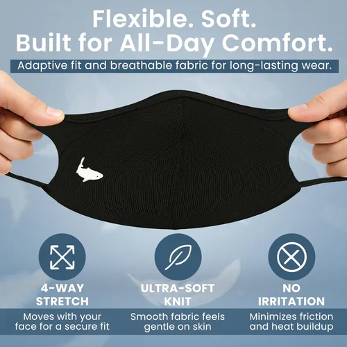 Vista 8 de INHERENT Mascarilla facial de viajero premium con plateado antiolor Reutilizable, ajustable, cómodo Flexible triple-layer knit with embedded