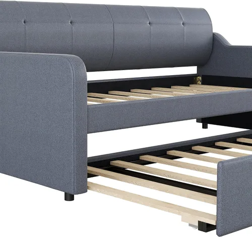Vista 7 de MERITLINE Sofá cama tapizado con nido y carga USB, marco de sofá cama extensible de tamaño individual a king, sofá cama con cama nido puede ser