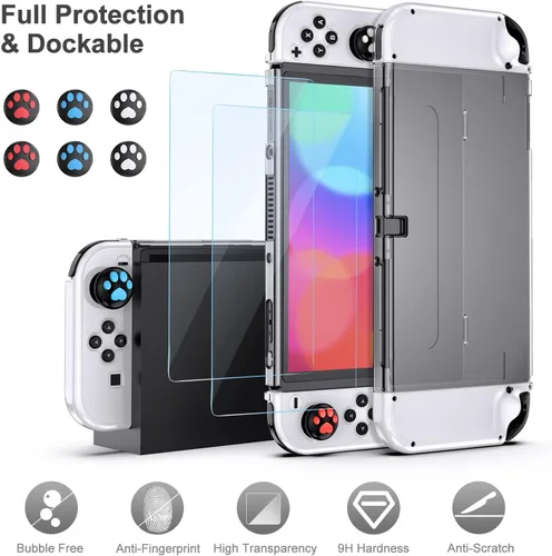 Vista 6 de Paquete de accesorios Switch OLED - innoAura - Paquete de interruptores 18 en 1 con funda para interruptor, funda de juego para interruptor