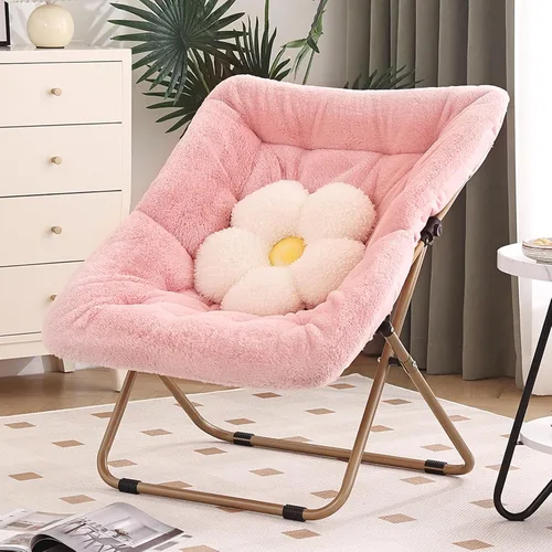 Vista 10 de Furlide Silla platillo, cómodas sillas de dormitorio, silla plegable de piel sintética de gran tamaño, silla plegable con marco de metal para sala