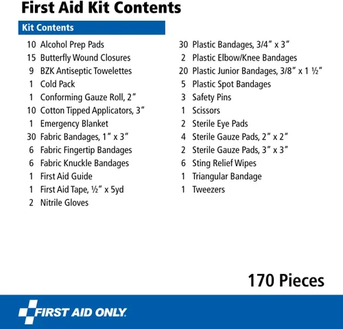 Vista 3 de First Aid Only Kit de primeros auxilios multiusos para el hogar, el automóvil, al aire libre y viajes (91686)