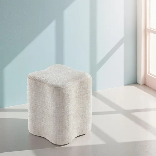 Vista 5 de Get Set Style Otomana con forma de flores de 14.4 pulgadas, moderno taburete otomano de felpilla para sala de estar, cómodo puf extra para sentarse