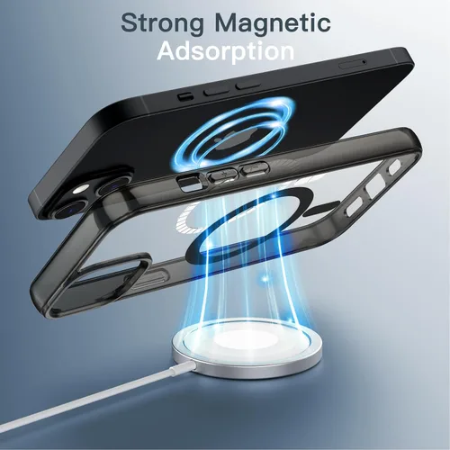 Vista 3 de JETech - Carcasa magnética para iPhone 14, color negro Compatible con MagSafe, funda protectora a prueba de golpes, resistente a los arañazos