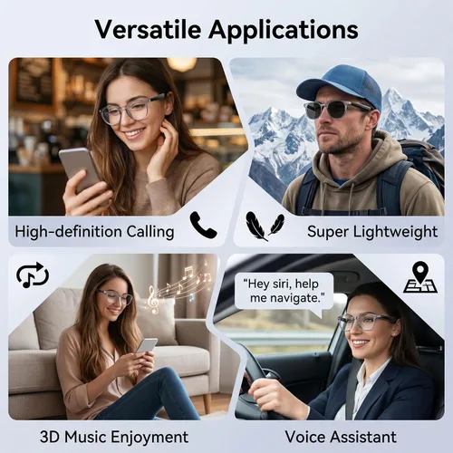 Vista 7 de Lentes de traducción Bluetooth inalámbricos inteligentes AI para hombres/mujeres con altavoces/Bluetooth y más de 140 idiomas traducción