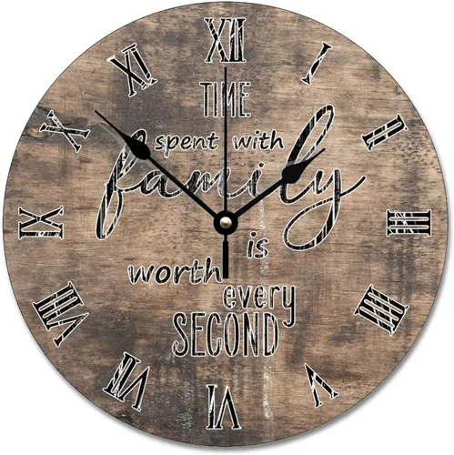 Vista 17 de Time Spent with Family is Worth Every Second - Reloj de pared de grano de madera de playa degradado de 10 pulgadas, funciona con pilas, reloj