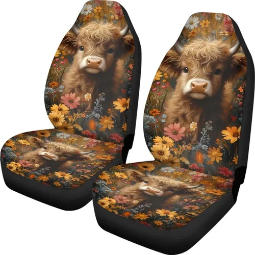 Vista 14 de INSTANTARTS Fundas de asiento de coche con diseño de dalia estética, solo para asientos delanteros, protector de asiento de vehículo, 2 unids/set