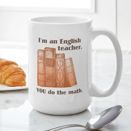 Vista 4 de CafePress Taza de café de cerámica para profesor/matemáticas inglesas, taza de té de 15 onzas