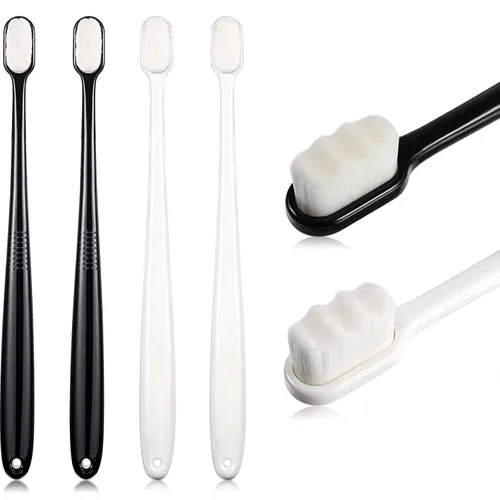 Vista 9 de Boao 4 cepillos de dientes extrasuaves para personas sensibles con 20000 micro cerdas nano para adultos embarazadas recesión ancianos, protege