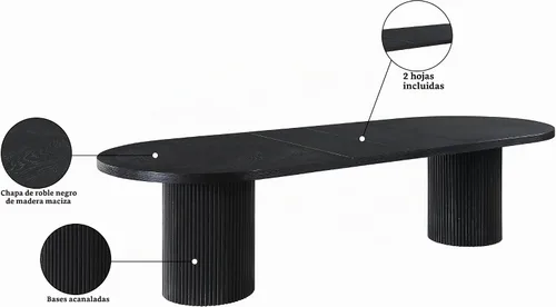 Vista 15 de Meridian Furniture Mesa de comedor de madera de roble negro Belinda