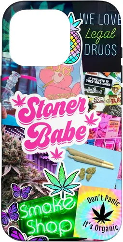 Vista 20 de Girly Stoner - Funda para iPhone 17 con collage de cannabis, marihuana 420