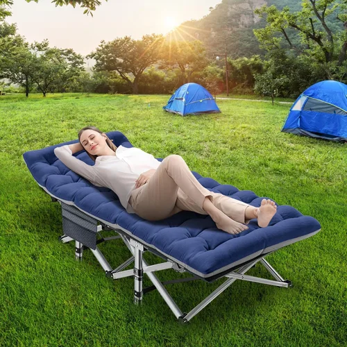 Vista 2 de NAIZEA Catres plegables para adultos, catre portátil con colchón, cama resistente al aire libre con bolsa de transporte 1200d tela Oxford catres