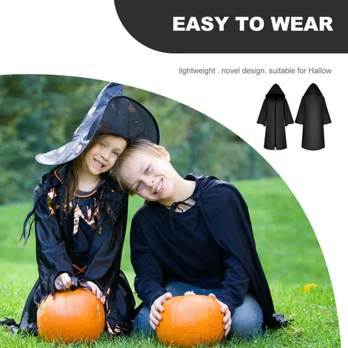 Vista 4 de BESPORTBLE Capa unisex de Halloween, capa de bruja vampiro, capa larga de terciopelo con capucha para disfraz de Halloween o cosplay