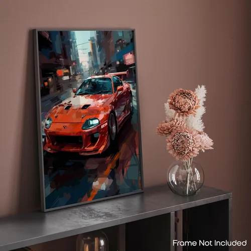 Vista 8 de Inspirational Wall Art Co. - Emocionante Póster de Toyota Supra 1993 - Póster de coche para habitación de niños - Decoración de pared