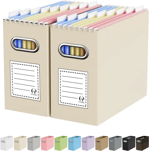 Vista 32 de Oterri Caja Organizadora de Archivos de Cartón para Carpetas Colgantes Tamaño Carta, Caja de Archivos para Escritorio de Computadora, Archivador