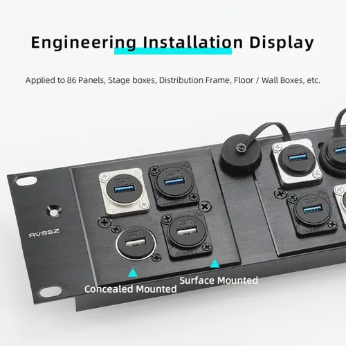 Vista 5 de PENGLIN Enchufe impermeable USB 3.0 de 2 piezas, tipo D, montaje en panel USB, conector sin soldadura, hembra a hembra, acoplador de señal a través