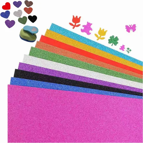 Vista 7 de Hysiwen 20 hojas de cartulina con purpurina negra, 250 g/m²/92 lb, tamaño A4, papel brillante para hacer tarjetas, invitaciones, manualidades