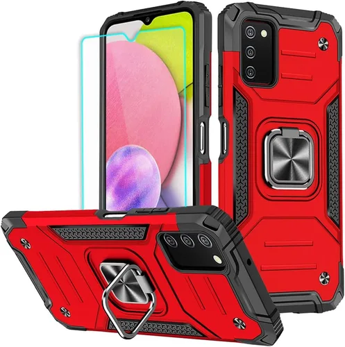 Vista 8 de HNHYGETE Funda para Samsung Galaxy A03s, Samsung A03s, con protector de pantalla HD, soporte giratorio de grado militar de 360° (resistente) a Negro