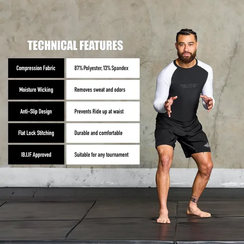 Vista 6 de Elite Sports MMA, BJJJ, No-Gi, protección de entrenamiento de manga corta