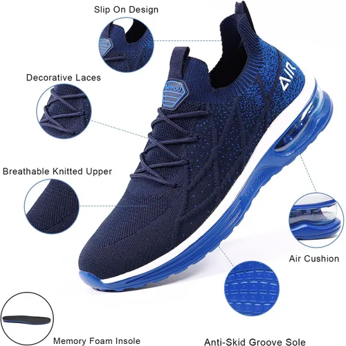 Vista 2 de IIV Zapatos deportivos para correr con aire para hombre, estilo casual, para caminar, atléticos, gimnasio, a la moda, ligeros, sin cordones