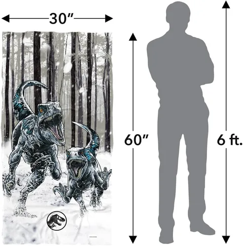 Vista 6 de LOGOVISION Jurassic World: Dominion, toalla de playa Forest Hunt Raptors de 30 x 60 pulgadas