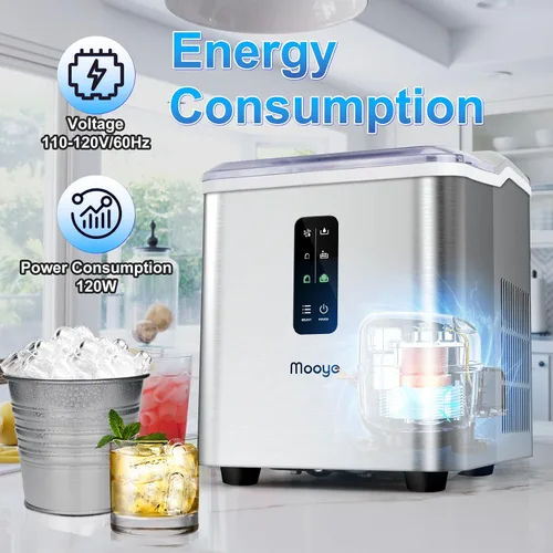 Vista 6 de Máquina para hacer hielo para encimera, 26.5 libras en 24 horas, máquina de hielo eléctrica y máquina de hielo compacta con cuchara de hielo