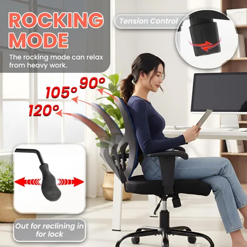 Vista 7 de BestOffice Silla de oficina grande y alta, silla de escritorio de 400 libras, silla de computadora de malla con soporte lumbar, asiento ancho