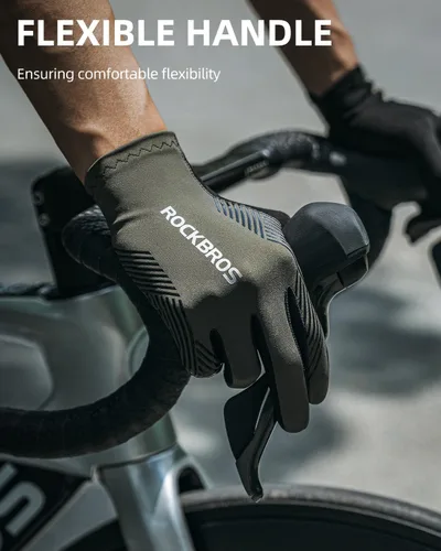 Vista 3 de ROCKBROS Guantes de ciclismo Guantes antideslizantes de dedo completo para ciclismo de carretera MTB para montar, correr, senderismo, deportes al
