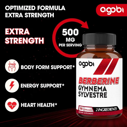 Vista 3 de agobi Suplementos de berberina de 500 mg con Gymnema Sylvestre - Fórmula súper concentrada para el sistema inmunológico, la salud de la circulación
