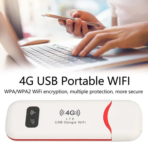 Vista 2 de H760R 4G LTE - Enrutador WiFi USB, punto de acceso móvil portátil de 150 Mbps, compatible con 10 dispositivos, cifrado WPA WPA2, desbloqueado
