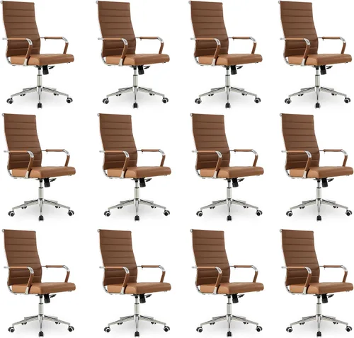 Vista 11 de Okeysen Office Desk Chair, Ergonomic Leather Modern Conference Room Chairs, Executive Ribbed Height Adjustable Swivel Rolling Chair for Home Office