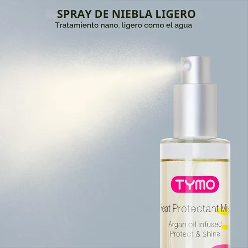 Vista 4 de TYMO Protector térmico para cabello con aceite de argán para herramientas de peinado calentadas, spray acondicionador sin enjuague para suavizar e