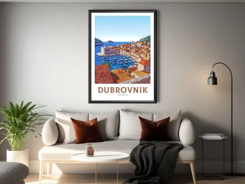 Vista 5 de Dubrovnik Croatia Travel Poster Ilustración de Dubrovnik Impresión de Dubrovnik Impresión de Croacia Póster de Dubrovnik Pintura