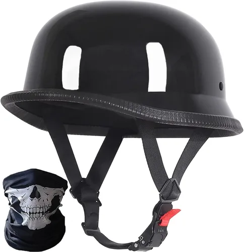 Vista 8 de Casco de motocicleta de estilo alemán vintage, casco delgado para adultos, hombres y mujeres, novedoso casco de media cara aprobado por DOT, casco