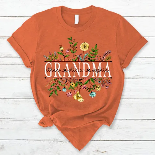 Vista 5 de Custom Mom Mimi and Grandkids Wildflowers Shirt, Customize Grandma Gifts, Gifts for Grandma Nana Gigi Oma Mamaw Yaya