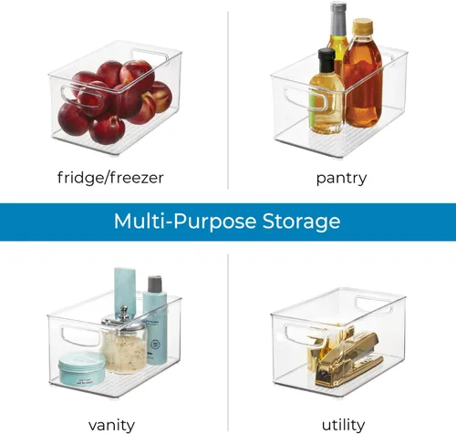 Vista 5 de InterDesign iDesign - Contenedor organizador de plástico para refrigerador y congelador con asas integradas, 10 x 5 x 6 pulgadas, transparente