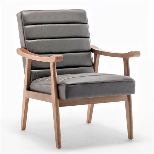 Vista 14 de Container Furniture Direct Silla decorativa moderna de mediados de siglo con diseño de sillón de marco abierto, amortiguación de espuma de felpa