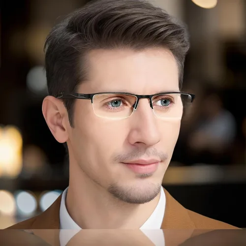 Vista 5 de laureles Gafas de lectura bifocales para hombre, lentes fotocromáticas para negocios, lentes fotocromáticas, metales, medio marco, moda, transición