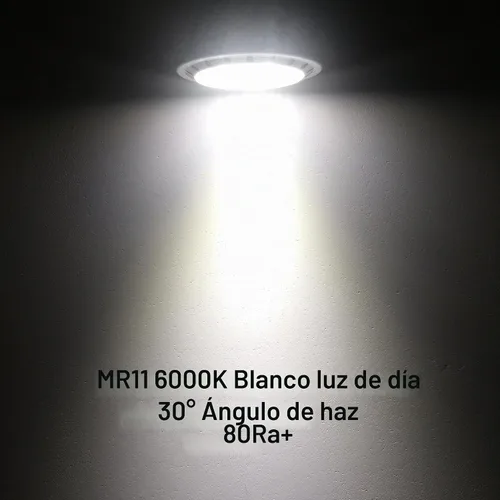 Vista 4 de ALIDE Bombillas LED MR11 GU4 de 12 V de bajo voltaje 6000 K luz diurna Blanco luz diurna