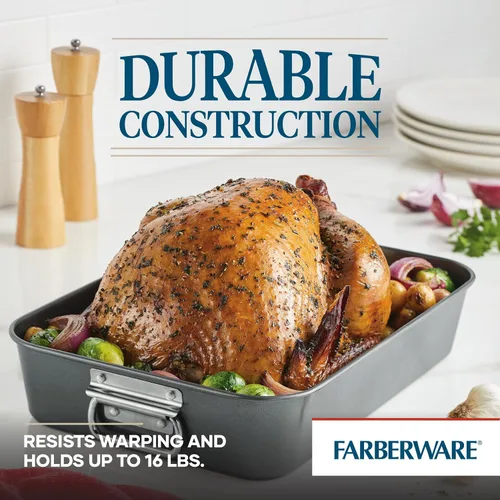Vista 5 de Farberware Bakeware - Asador de acero antiadherente con estante plano, 11 pulgadas x 15 pulgadas, gris