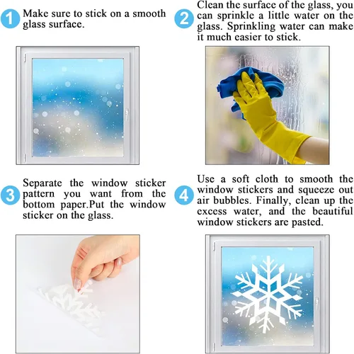 Vista 7 de AnyDesign Calcomanías de ventana de invierno con copos de nieve blancos, 215 unidades, calcomanías de ventana de doble cara para Navidad, invierno