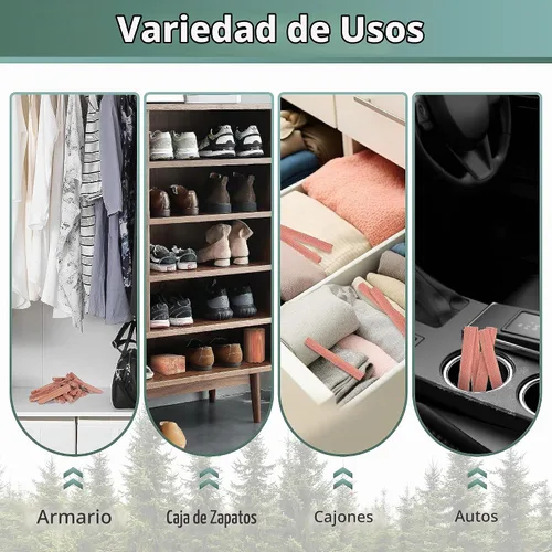 Vista 5 de UNIVIVO 50 PIEZAS Bloques de Cedro para Almacenamiento de Ropa, 100% Palitos de Cedro Rojo Aromático para Closet, Guardarropa, Cajones